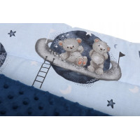 Oboustranná zavinovačka pro miminka 80x80 cm BABYMAM PREMIUM - Medvídci ve vesmíru s tmavě modrou minky