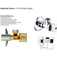 Aqualine Rohový kulový ventil 1/2"x3/8", pár, chrom 5306
