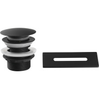 Aqualine SET krytka přepadu, vanová výpust 1"1/2, click-clack, černá mat TF9005B