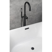 Aqualine SET krytka přepadu, vanová výpust 1"1/2, click-clack, černá mat TF9005B
