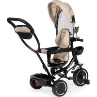 ECOTOYS Tříkolka se střechou a vodící tyčí béžová