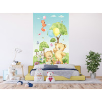 Dětská fototapeta - Medvídek - zelený - 150x270 cm