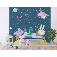 Dětská fototapeta - Prasátko Peppa výlet na měsíc - 300x270 cm