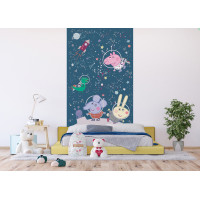 Dětská fototapeta - Prasátko Peppa výlet na měsíc - 150x270 cm