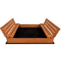 SAND TROPIC Dřevěné pískoviště s lavičkami a příslušenstvím 146x137 cm (impregnované)