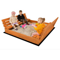 SAND TROPIC Dřevěné pískoviště s lavičkami a příslušenstvím 146x137 cm (impregnované)