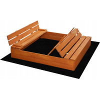 SAND TROPIC Dřevěné pískoviště s lavičkami a příslušenstvím 146x137 cm (impregnované)