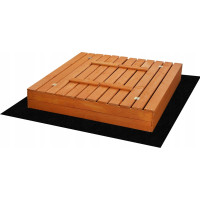 SAND TROPIC Dřevěné pískoviště s lavičkami a příslušenstvím 146x137 cm (impregnované)