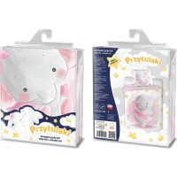 Dětské bavlněné povlečení do postýlky 135x100 cm CUDDLES - Slůně - růžové