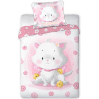 Dětské bavlněné povlečení do postýlky 135x100 cm CUDDLES - Kočička