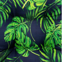 Oboustranný voděodolný sedací polštář do závěsného křesla 130 cm - Monstera/černý