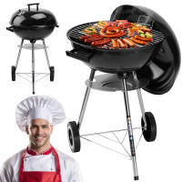 Kulatý gril na dřevěné uhlí RUND 41 cm - černý