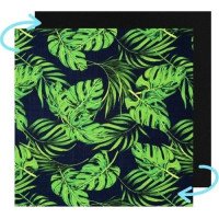 Oboustranný voděodolný sedací polštář do závěsného křesla 130 cm - Monstera/černý