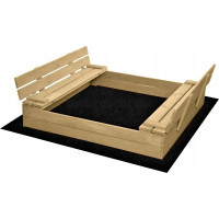 SAND TROPIC Dřevěné pískoviště s lavičkami a příslušenstvím 150x137 cm (přírodní)
