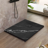 Sprchová SMC vanička REA MAGNUM CARRARA BLACK 90x90 cm - imitace kamene - černá