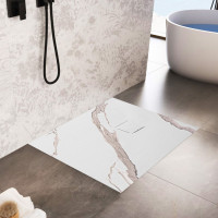 Sprchová SMC vanička REA MAGNUM CARRARA WHITE 90x90 cm - imitace kamene - bílá