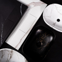 Sprchová SMC vanička REA MAGNUM CARRARA WHITE 90x90 cm - imitace kamene - bílá