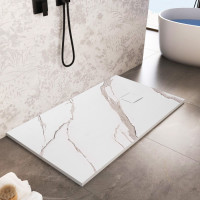 Sprchová SMC vanička REA MAGNUM CARRARA WHITE 90x120 cm - imitace kamene - bílá
