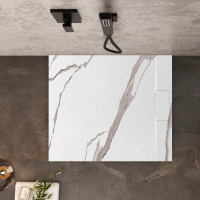 Sprchová SMC vanička REA Bazalt CARRARA WHITE 90x90 cm - imitace kamene - bílá