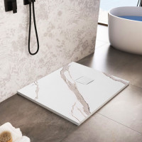 Sprchová SMC vanička REA MAGNUM CARRARA WHITE 90x90 cm - imitace kamene - bílá