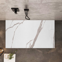 Sprchová SMC vanička REA Bazalt CARRARA WHITE 90x120 cm - imitace kamene - bílá
