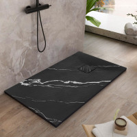 Sprchová SMC vanička REA MAGNUM CARRARA BLACK 90x120 cm - imitace kamene - černá