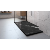 Sprchová SMC vanička REA MAGNUM CARRARA BLACK 90x120 cm - imitace kamene - černá