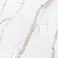 Sprchová SMC vanička REA MAGNUM CARRARA WHITE 90x90 cm - imitace kamene - bílá