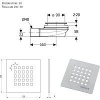 Polysan TRENECA vaničkový sifon, průměr otvoru 90mm, DN40, krytka černá mat 84999.21