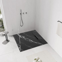 Sprchová SMC vanička REA Bazalt CARRARA BLACK 90x90 cm - imitace kamene - černá
