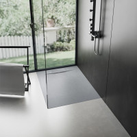 Sprchová SMC vanička REA BAZALT GREY 90x90 cm - imitace kamene - šedá