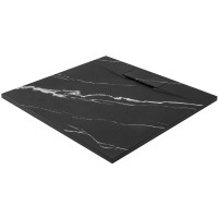Sprchová SMC vanička REA Bazalt CARRARA BLACK 90x90 cm - imitace kamene - černá
