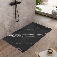 Sprchová SMC vanička REA MAGNUM CARRARA BLACK 80x100 cm - imitace kamene - černá