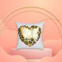 Povlak na polštář GOLD LOVE VELVET Hearts 40x40 cm - bílý/zlatý