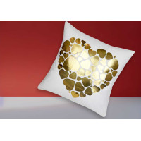 Povlak na polštář GOLD LOVE VELVET Hearts 40x40 cm - bílý/zlatý