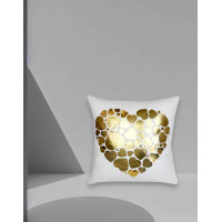 Povlak na polštář GOLD LOVE VELVET Hearts 40x40 cm - bílý/zlatý