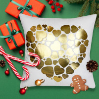 Povlak na polštář GOLD LOVE VELVET Hearts 40x40 cm - bílý/zlatý