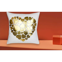 Povlak na polštář GOLD LOVE VELVET Hearts 40x40 cm - bílý/zlatý
