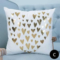 Polštář GOLDEN LOVE VELVET Hearts 40x40 cm - bílý/zlatý