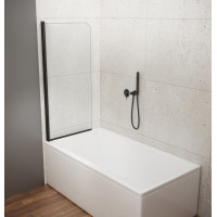 Aqualine VILMA vanová zástěna 600x1400mm, černá, čiré sklo AQ6014B