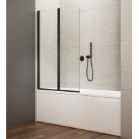 Aqualine WILA vanová zástěna 900x1400 mm skládací, černá, čiré sklo AQ5742B