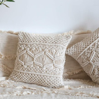 Polštář MACRAME 40x40 cm s výplní - béžový