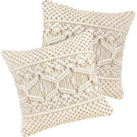 Polštář MACRAME 40x40 cm s výplní - béžový