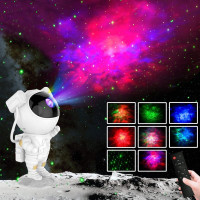 Noční LED lampička/projektor s dálkovým ovladačem ASTRONAUT - bílý