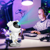 Noční LED lampička/projektor s dálkovým ovladačem ASTRONAUT - bílý