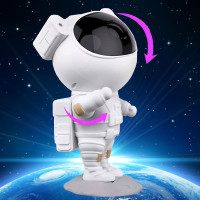 Noční LED lampička/projektor s dálkovým ovladačem ASTRONAUT - bílý
