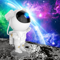 Noční LED lampička/projektor s dálkovým ovladačem ASTRONAUT - bílý