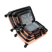 Moderní cestovní kufry SWAN - set KK+XS+S+M+L - broskvová oranžová