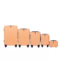 Moderní cestovní kufry SWAN - set KK+XS+S+M+L - broskvová oranžová