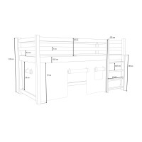 Dětská vyvýšená postel z masivu borovice PORTO - 200x90 cm - přírodní borovice